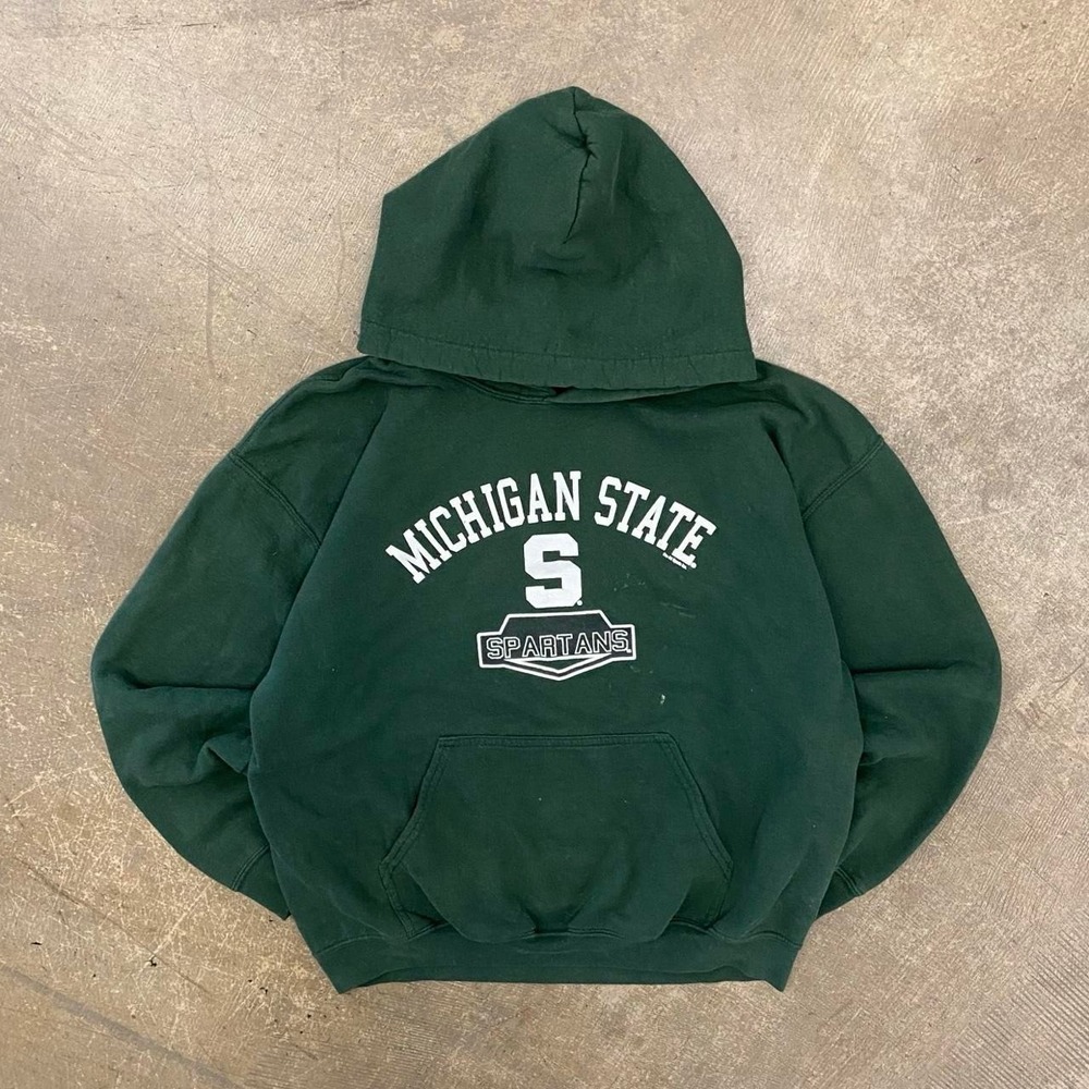 Vintage Michigan State Spartans 2000s College Spellout Hoodie Size Large
